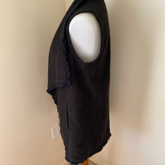 Club Monaco Women’s Fringe Detail Long Open Vest Black Size S - Picture 2 of 8